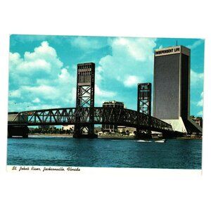 Vintage St Johns River Jacksonville Postcard Main Street Bridge Independent Life